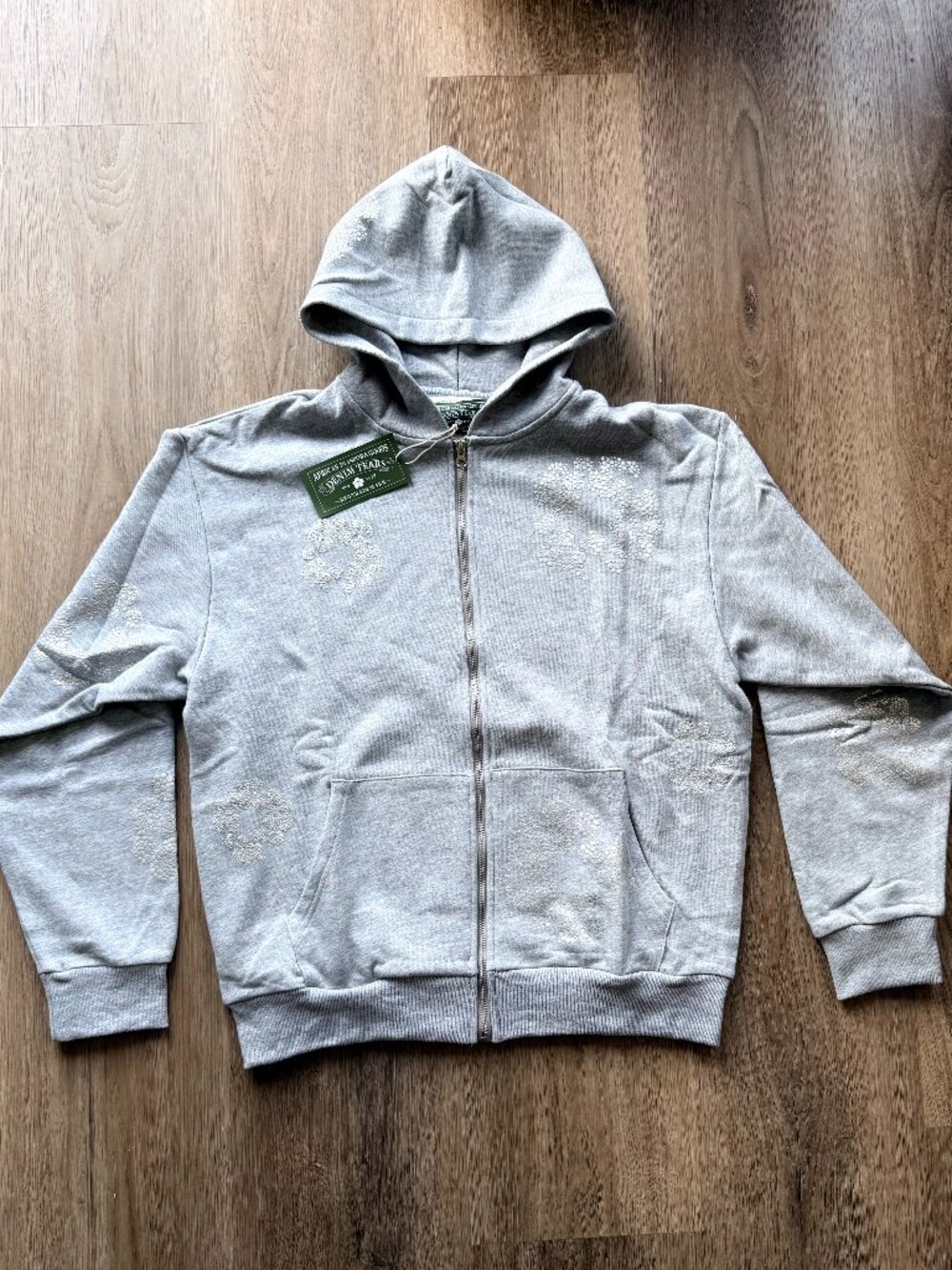 Denim Tears Grey large zipper hoodie